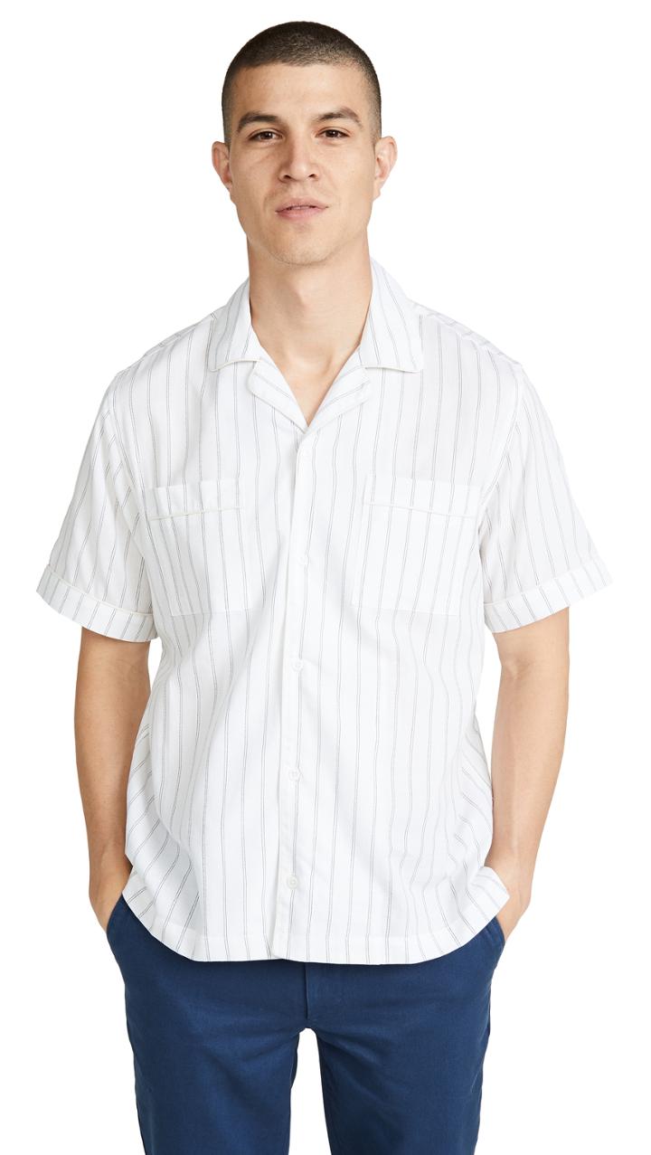 Saturdays Nyc Cameron Stripe Short Sleeve Shirt