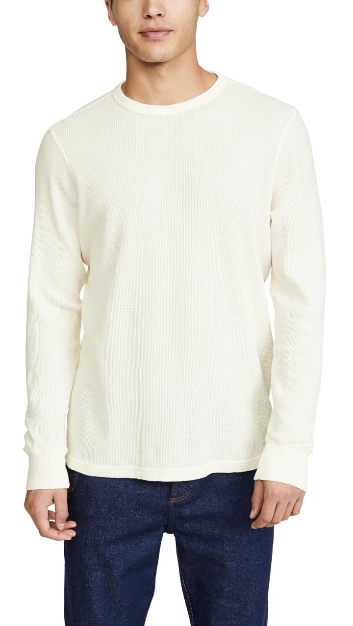 Faherty Long Sleeve Essential Waffle Crew Neck