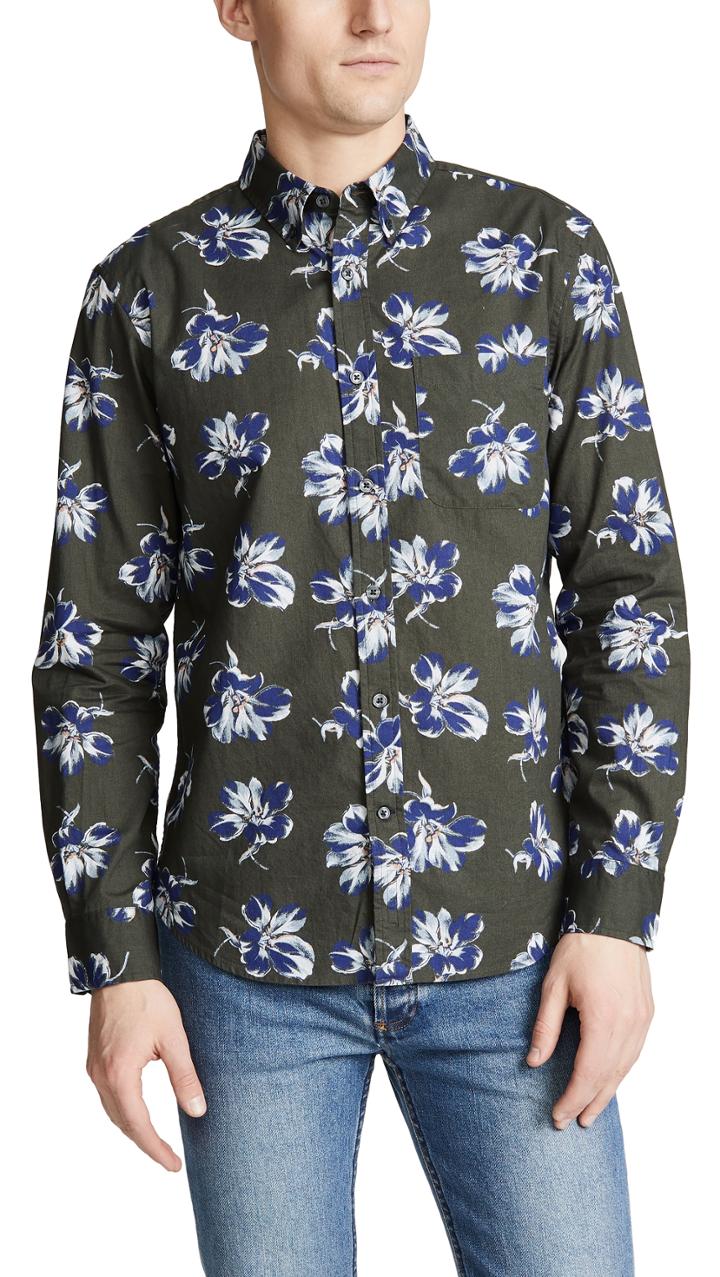 Club Monaco Slim Felting Floral Shirt