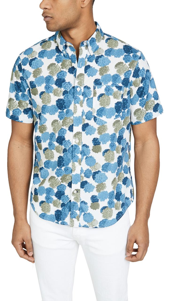 Club Monaco Slim Short Sleeve Carnation Shirt