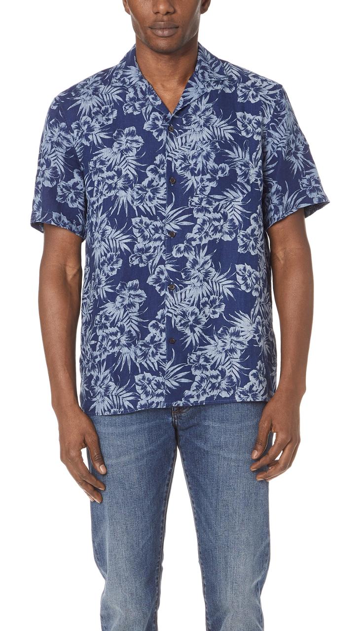 Club Monaco Short Sleeve Hawaiian Shirt