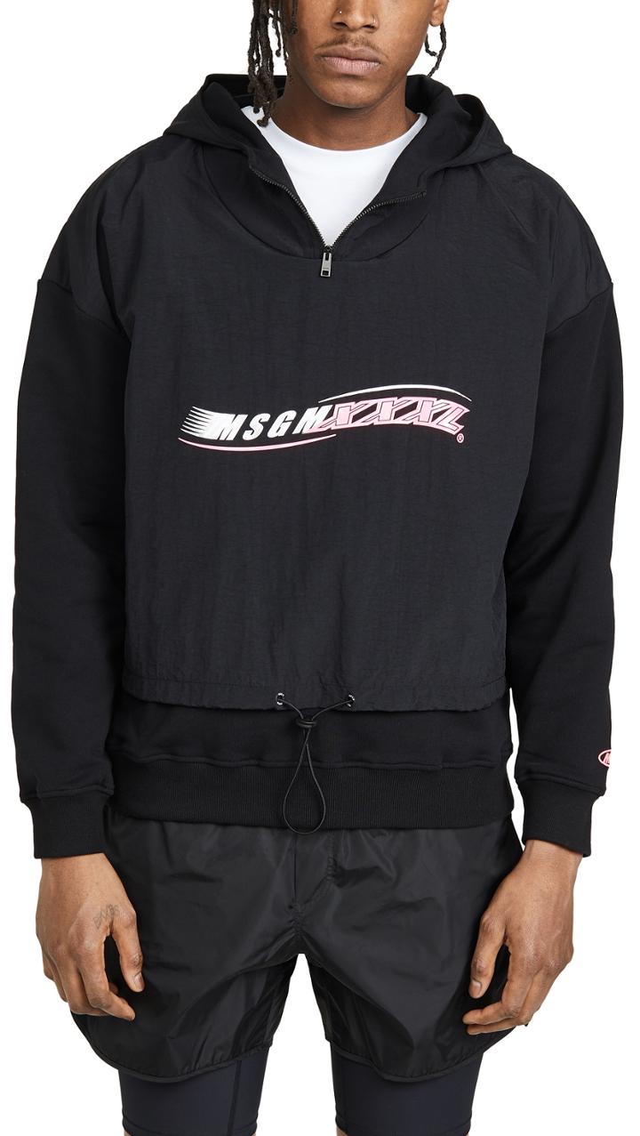 Msgm Logo Sweatshirt With Nylon