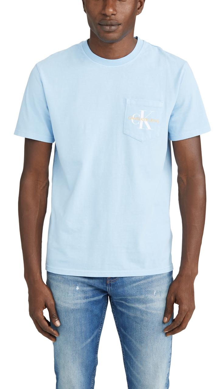 Calvin Klein Jeans Garment Dyed Monogram Pocket Tee