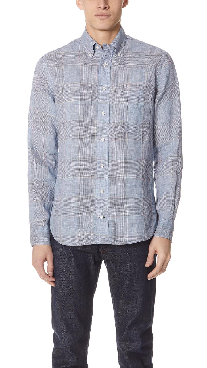 Gitman Vintage Long Sleeve Linen Check Shirt