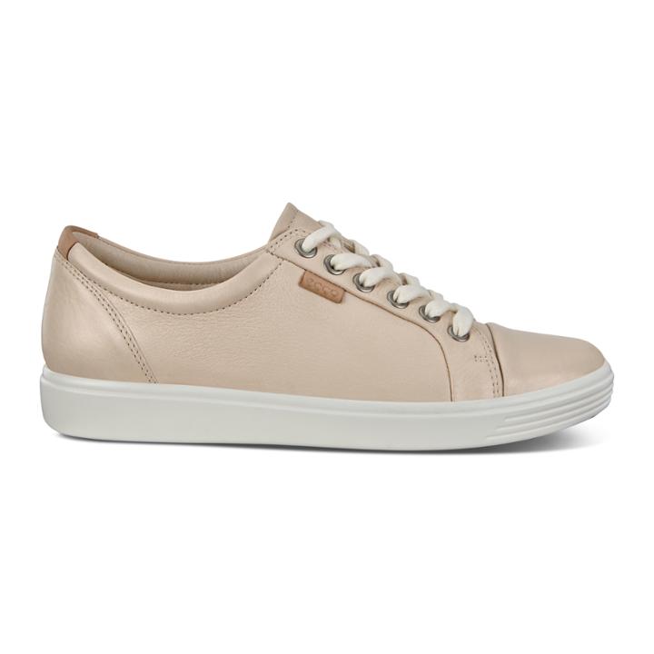 Ecco Womens Soft 7 Sneaker Size 4-4.5 Vanilla Metallic