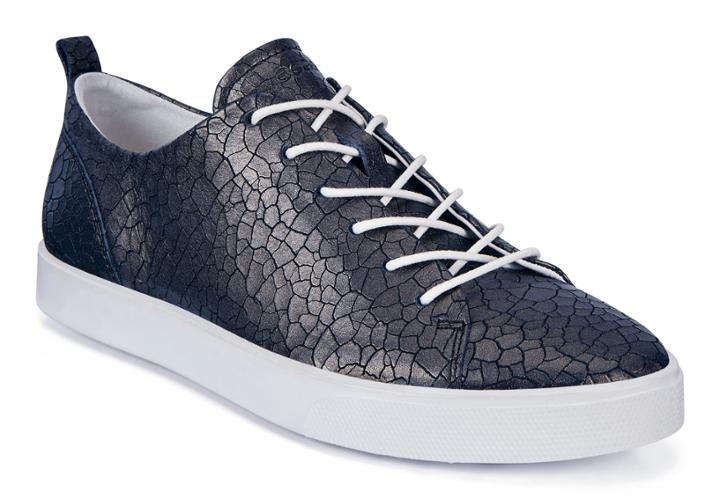 Ecco Gillian Shoe Sneakers Size 5-5.5 Black Dark Shadow Metallic