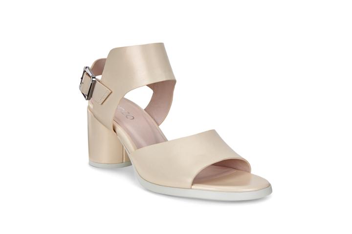 Ecco Shape Block Sandal 65 Hee Size 5-5.5 Vanilla Metallic