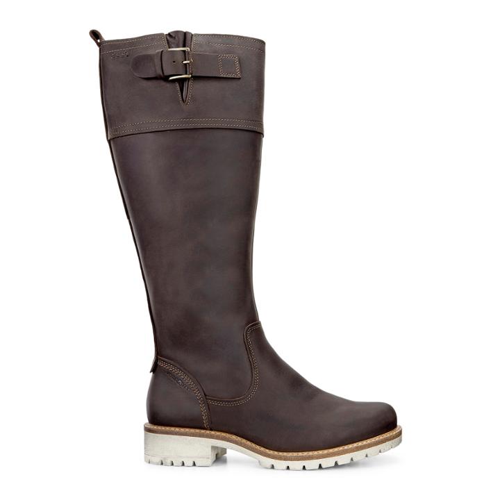 Ecco Elaine Tall Boot Buckle Size 4-4.5 Coffee