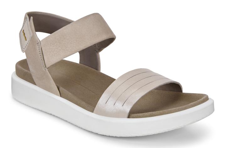Ecco Flowt W Flat Sandal Size 5-5.5 Moon Rock Silver