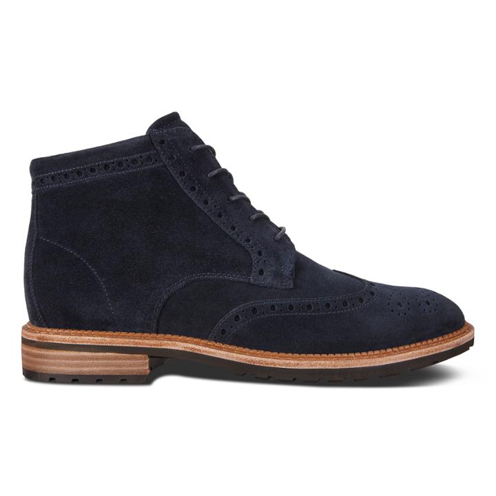 Ecco Vitrus I Wing Tip Boot Size 7-7.5 Navy
