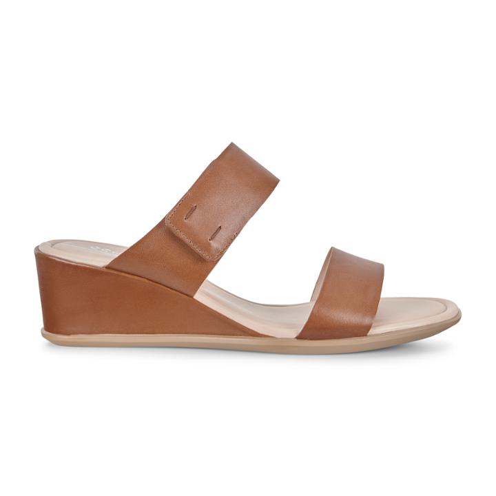 Ecco Shape 35 Wedge 2-strap Sandals Size 9-9.5 Camel