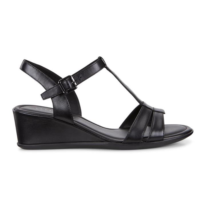 Ecco Shape 35 Wedge T-strap Sandals Size 6-6.5 Black