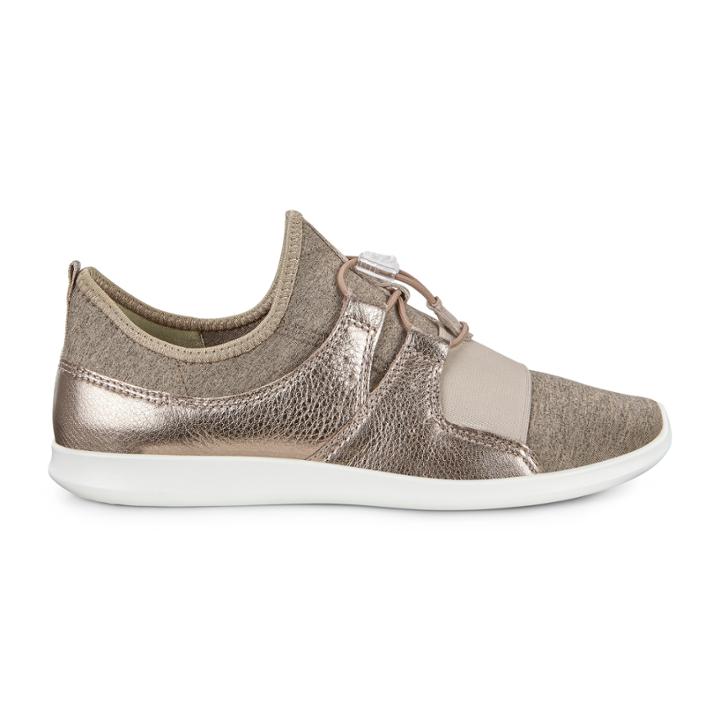 Ecco Sense Elastic Toggle Sneakers Size 4-4.5 Metallic Stone