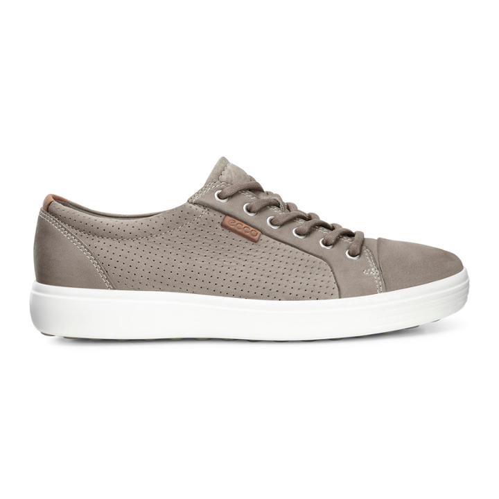 Ecco Mens Soft 7 Perf Tie Sneakers Size 16-16.5 Moon Rock
