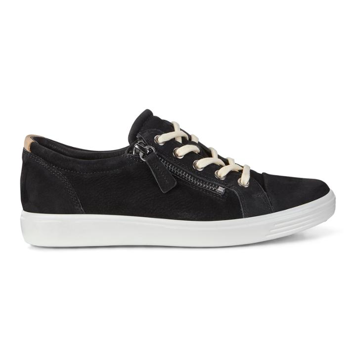 Ecco Womens Soft 7 Side Zip Sneakers Size 5-5.5 Black