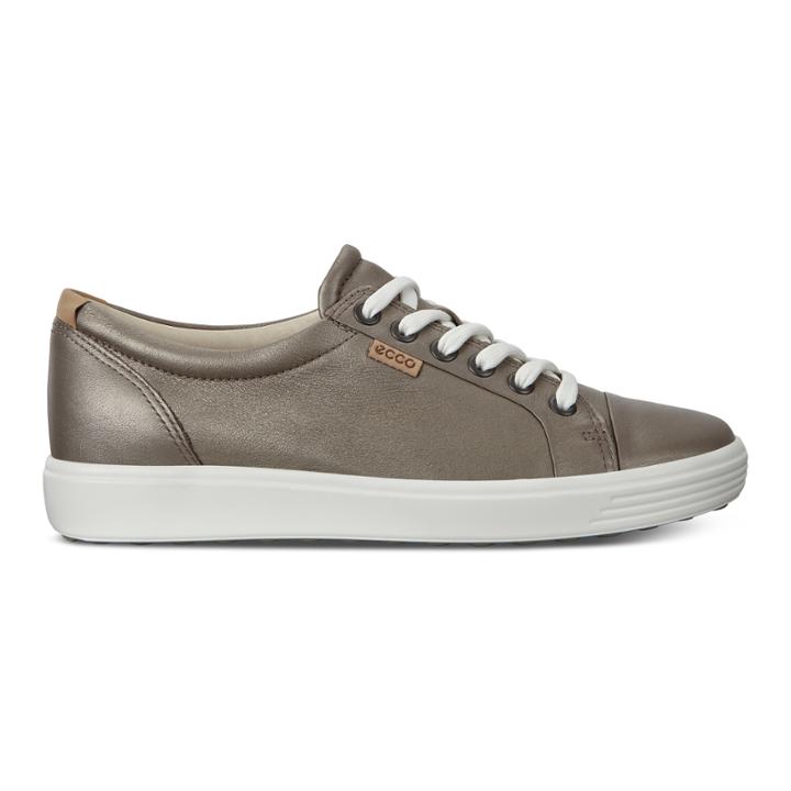 Ecco Womens Soft 7 Sneaker Size 5-5.5 Stone Metallic