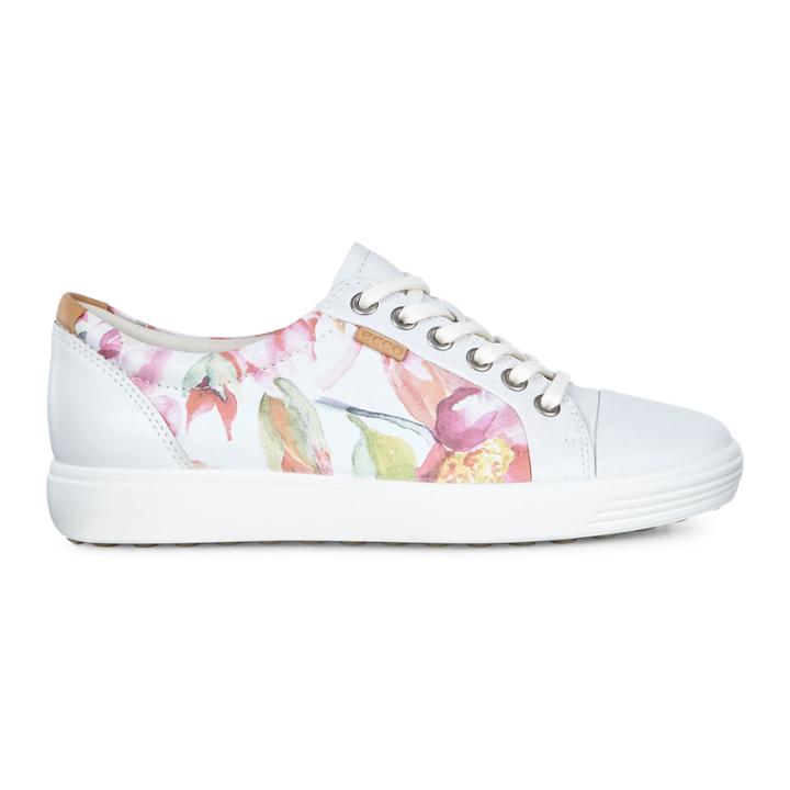 Ecco Womens Soft 7 Sneaker Size 6-6.5 White Floral Print
