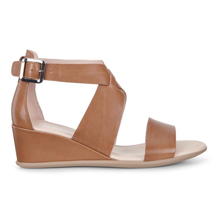Ecco Shape 35 Wedge Ankle Sandals Size 9-9.5 Cashmere