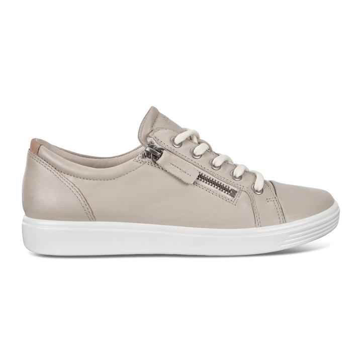 Ecco Womens Soft 7 Side Zip Sneakers Size 5-5.5 Oyester