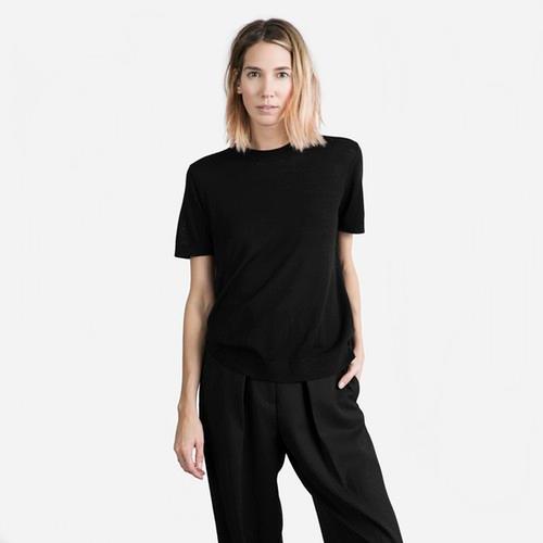 Everlane The Short Sleeve Luxe Wool - Black