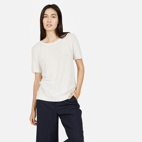 Everlane Women's Short-sleeve Crew Cotton Sweater - Heather Ash