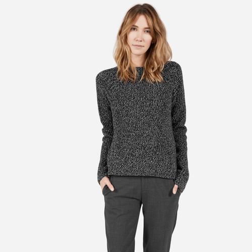 Everlane The Chunky Wool Wide Crewneck - Black Marl