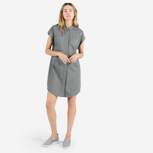 Everlane The Short-sleeve Shirt Dress - Grey Denim
