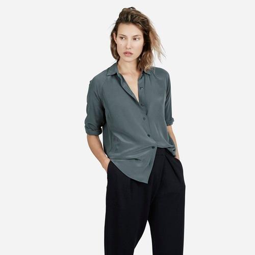 Everlane The Silk Point Collar - Eucalyptus