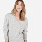 Everlane The Cashmere V-neck - Grey/black Donegal