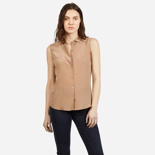 Everlane Women's Silk Sleeveless - Warm Tan