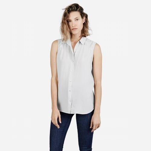 Everlane The Silk Sleeveless - Light Grey