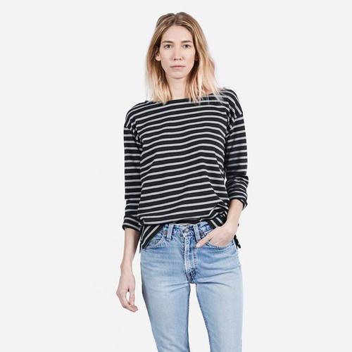 Everlane Women's Striped Heavyweight Tee - Grey / Black