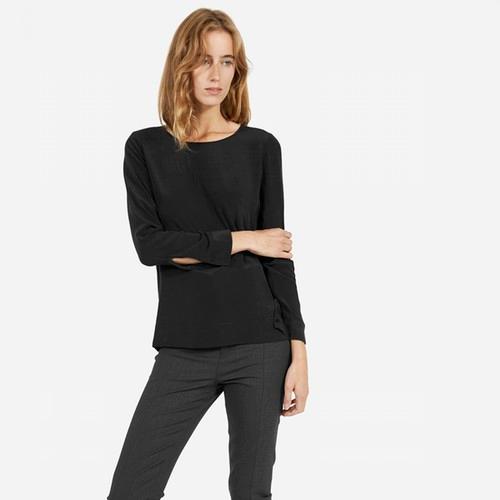 Everlane The Silk Long-sleeve Tee - Black
