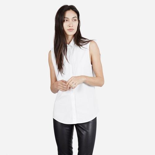 Everlane The Poplin Sleeveless - White