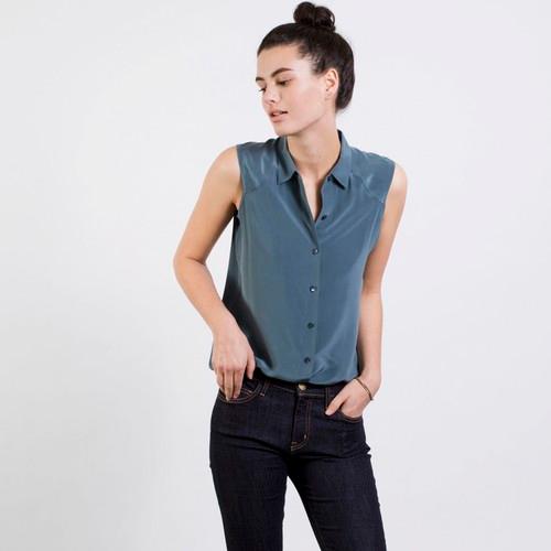 Everlane The Silk Sleeveless - Spruce