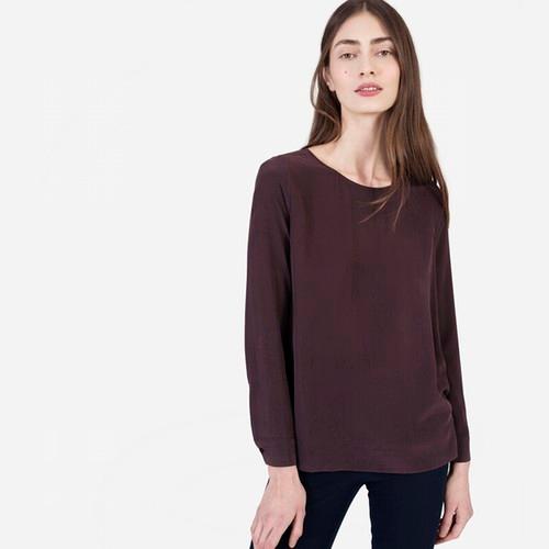 Everlane The Silk Long-sleeve Tee - Burgundy