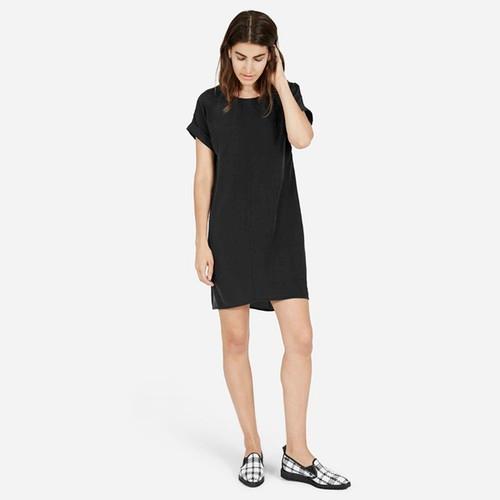 Everlane The Silk Short-sleeve Dress - Black