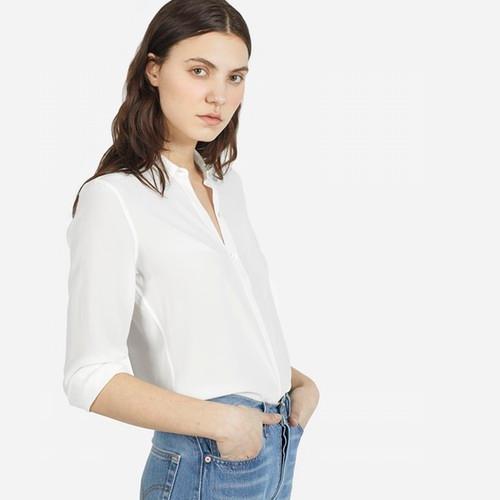 Everlane Women's Silk Point Collar Long-sleeve - White