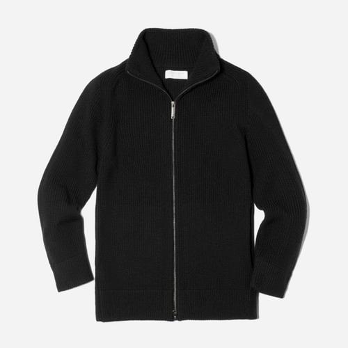 Everlane The Ribbed Zip Cardigan - Black