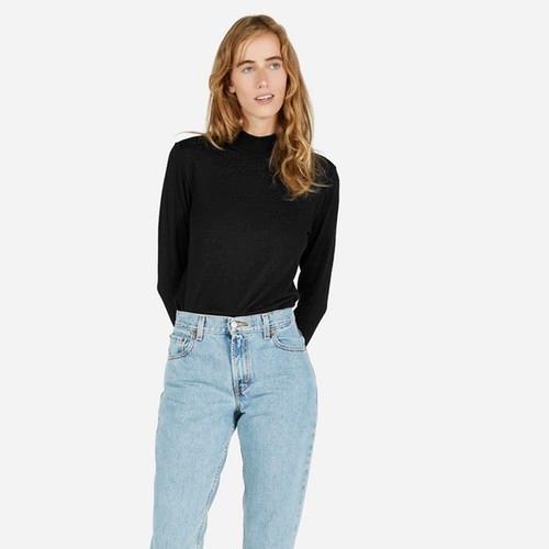 Everlane The Luxe Sweater Mockneck - Black