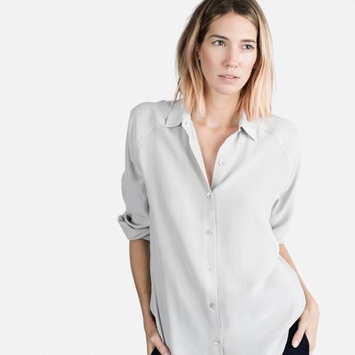 Everlane The Silk Point Collar - Light Grey