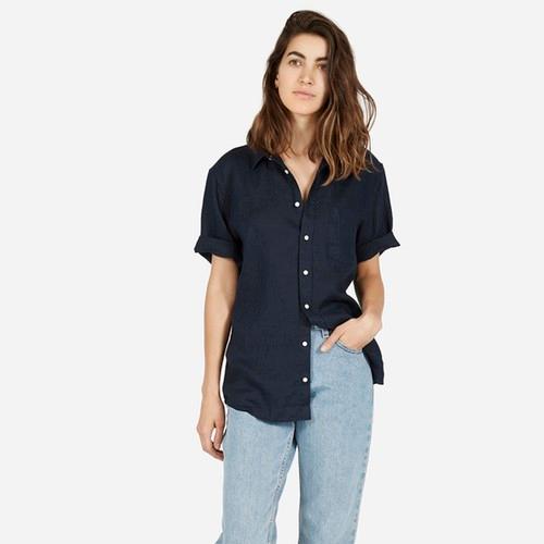 Everlane His Linen Short-sleeve - Navy