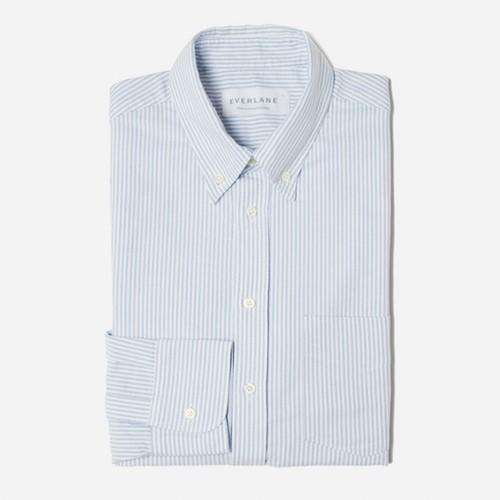 Everlane The Slim Fit Oxford - Light Blue Stripe