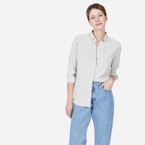 Everlane Women's Silk Point Collar - Light Grey