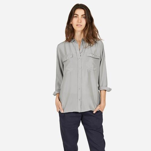 Everlane Women's Habotai Silk Long-sleeve - Grey