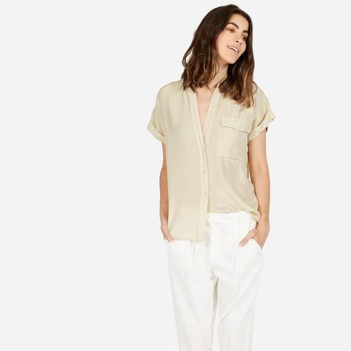 Everlane Women's Habotai Silk Short-sleeve - Ecru
