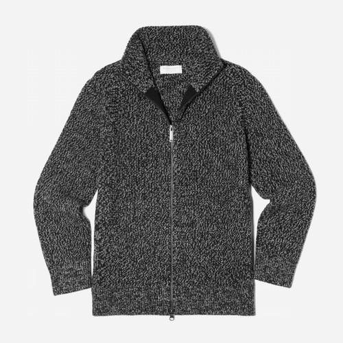 Everlane The Ribbed Wool Zip Cardigan - Black Marl