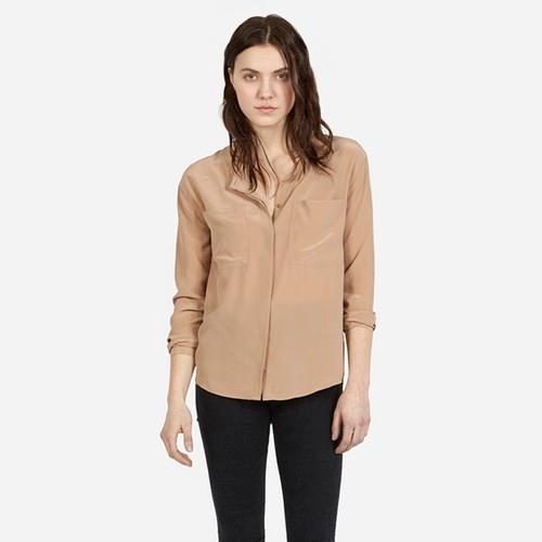Everlane Women's Silk Pocket - Warm Tan