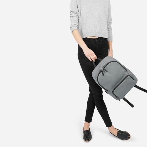 Everlane The Mini Modern Zip Backpack - Grey With Black Leather