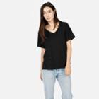 Everlane Women's Slouchy Cotton Slub V - Black